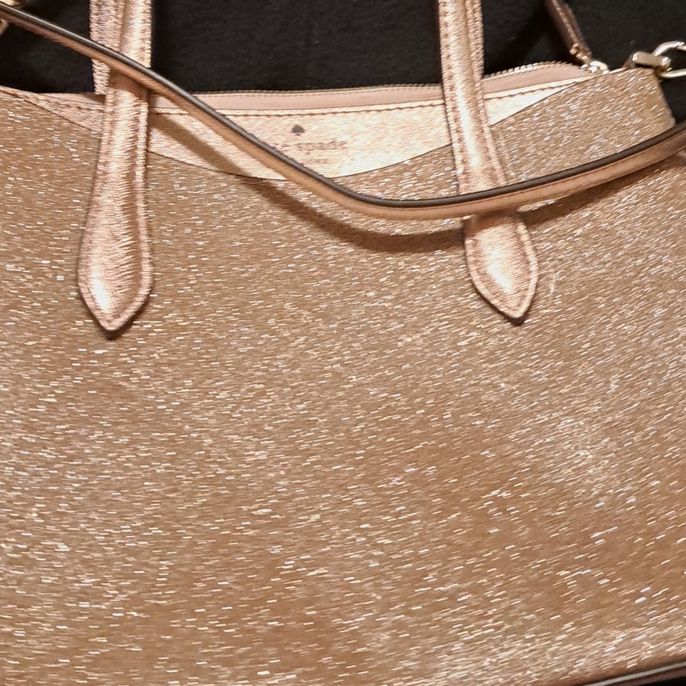Kate Spade Mini glitter sachel rose gold. Size 9x7x4.